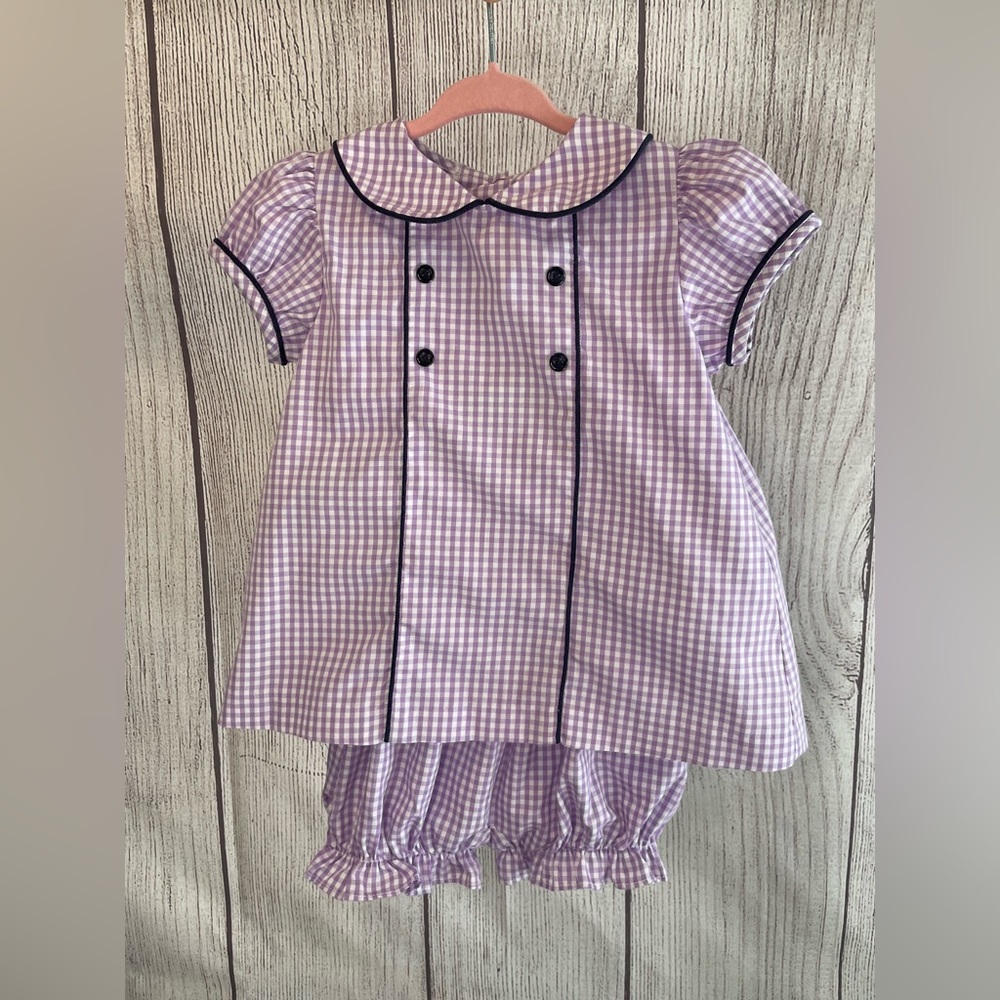 Purple Checkered Bloomer Set - Size 2T